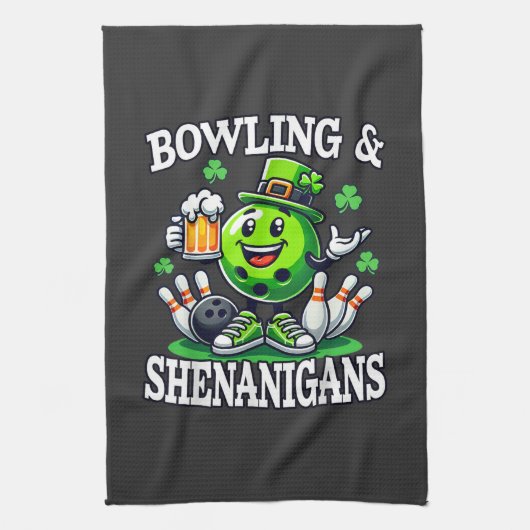 Bowling St. Patrick's Day-kolderij Theedoek (Verticaal)