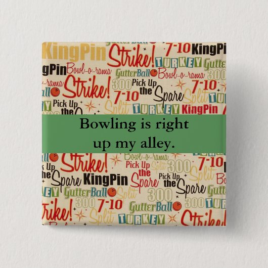 Bowling staat op mijn Alley Vierkante Button 5,1 Cm (Voorkant)