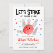 Bowling staking een aantal leuke kinderen verjaard kaart (Voorkant)