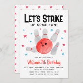 Bowling staking een aantal leuke kinderen verjaard kaart (Voorkant / Achterkant)