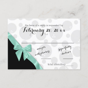 Bowling-Stippen en Mint Green Bow-reactiekaart RSVP Kaartje
