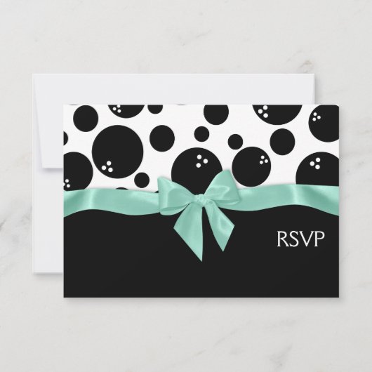 Bowling Stippen en Mint Green Bow Response Kaart (Achterkant)