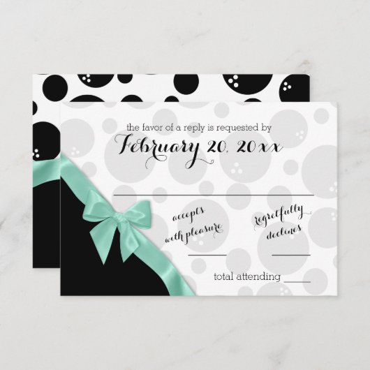 Bowling Stippen en Mint Green Bow Response Kaart (Voorkant / Achterkant)