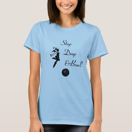 Bowling Stop-druppels en bowlwomens bowlen T-shirt (Voorkant)