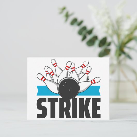 Bowling Strike Briefkaart (Staand voorkant)