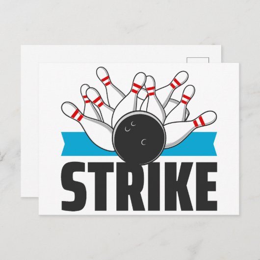 Bowling Strike Briefkaart (Voorkant / Achterkant)