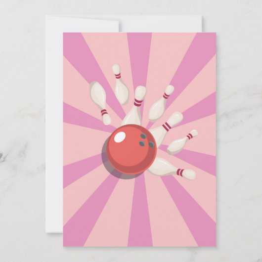 Bowling Strike Fun Bowl Roze Meisjes Verjaardag Kaart (Achterkant)