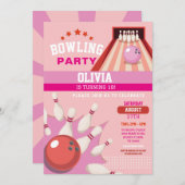 Bowling Strike Fun Bowl Roze Meisjes Verjaardag Kaart (Voorkant / Achterkant)