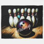 Bowling Strike Gepersonaliseerde Naam Leuk Fleece Deken (Voorkant (Horizontaal))