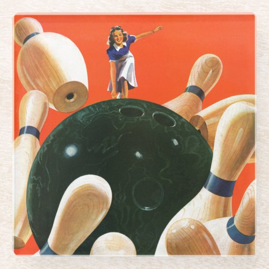 Bowling Strike Glazen Onderzetter (Voorkant)