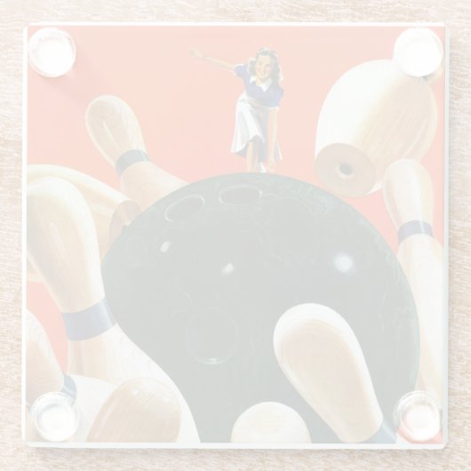 Bowling Strike Glazen Onderzetter (Achterkant)