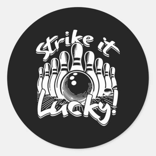 Bowling Strike It Lucky Ronde Sticker (Voorkant)
