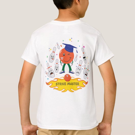 Bowling Strike Kind T-shirt - Wit (Achterkant)
