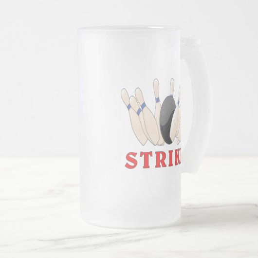 Bowling: Strike. Matglas Bierpul (Voorkant rechts)