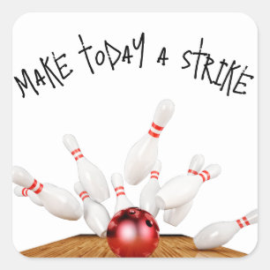 Bowling Strike met prijsopgave Vierkante Sticker