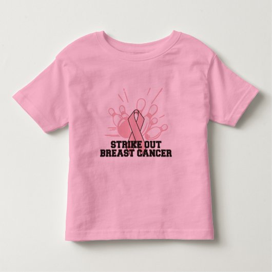 Bowling Strike Out Breast Cancer Kinder Shirts (Voorkant)