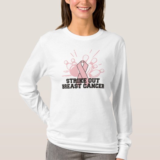 Bowling Strike Out Breast Cancer T-shirt (Voorkant)