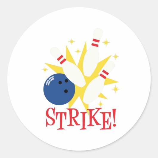 Bowling Strike Ronde Sticker (Voorkant)