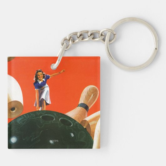 Bowling Strike Sleutelhanger (Achterkant)