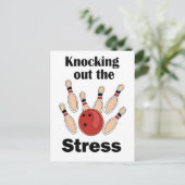 Bowling Strike Stress Uitbanning Bowling Feest Briefkaart (Staand voorkant)