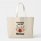 Bowling Strike Stress Uitbanning Bowling Feest Grote Tote Bag (Achterkant)
