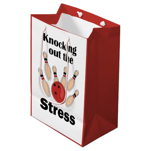 Bowling Strike Stress Veroverende Bowling Feest Medium Cadeauzakje (Voorkant Gekanteld)