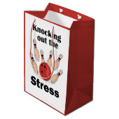 Bowling Strike Stress Veroverende Bowling Feest Medium Cadeauzakje (Achterkant Gekanteld)