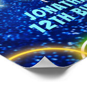 Bowling Strike Up Fun Neon Verjaardags Welkom Bord Poster (Hoek)