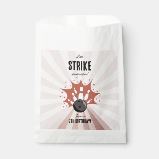 Bowling Strike Up Sommige Fun Birthday Roos Gold M Bedankzakje (Voorkant)