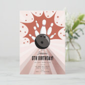 Bowling Strike Up Sommige Fun Birthday Roos Gold M Kaart (Staand voorkant)