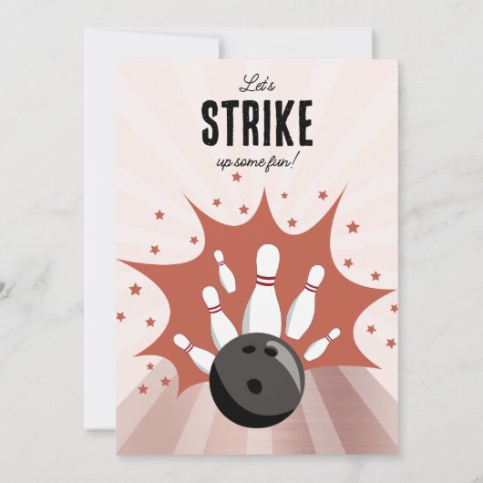 Bowling Strike Up Sommige Fun Birthday Roos Gold M Kaart (Achterkant)