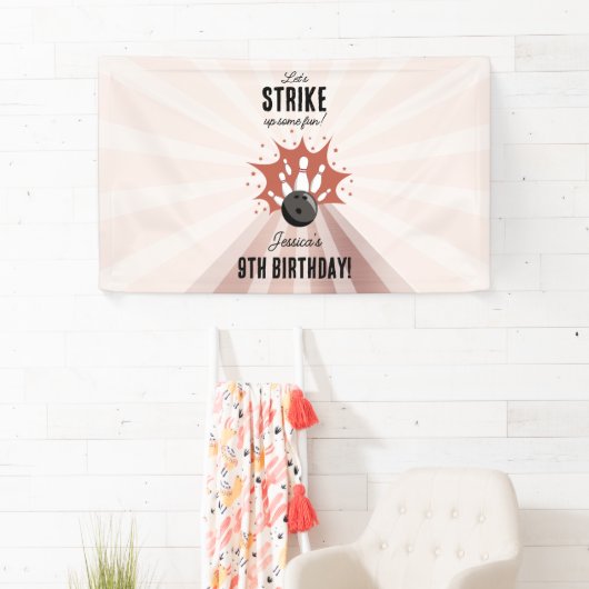 Bowling Strike Up Sommige Fun Birthday Roos Gold M Spandoek (Insitu)