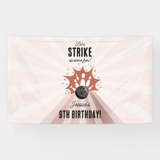 Bowling Strike Up Sommige Fun Birthday Roos Gold M Spandoek (Horizontaal)