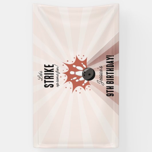 Bowling Strike Up Sommige Fun Birthday Roos Gold M Spandoek (Verticaal)