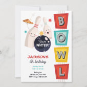 Bowling Strike Up Sommige Leuke Retro Jongen Meisj Kaart (Voorkant)