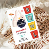 Bowling Strike Up Sommige Leuke Retro Jongen Meisj Kaart