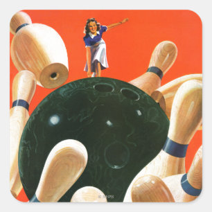 Bowling Strike Vierkante Sticker