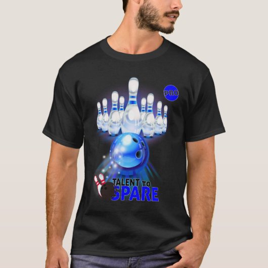 Bowling T-shirt Talent to spare, pro Blue gamers (Voorkant)