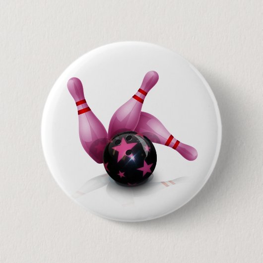 Bowling Team - bal en spelden. Ronde Button 5,7 Cm (Voorkant)