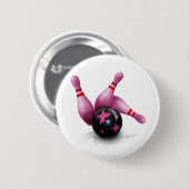 Bowling Team - bal en spelden. Ronde Button 5,7 Cm (Voorkant /achterkant)