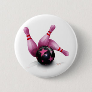 Bowling Team - bal en spelden. Ronde Button 5,7 Cm