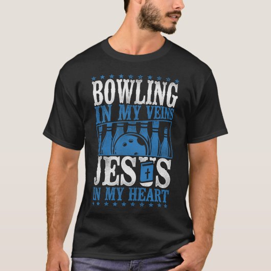 Bowling team bowlen in mijn aderen Jezus in mijn h T-shirt (Voorkant)