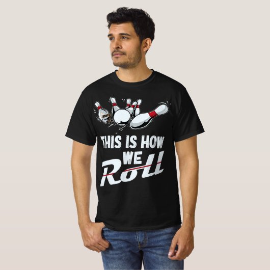 Bowling Team dit is hoe we Mannen Kinderen rollen T-shirt (Voorkant volledig)