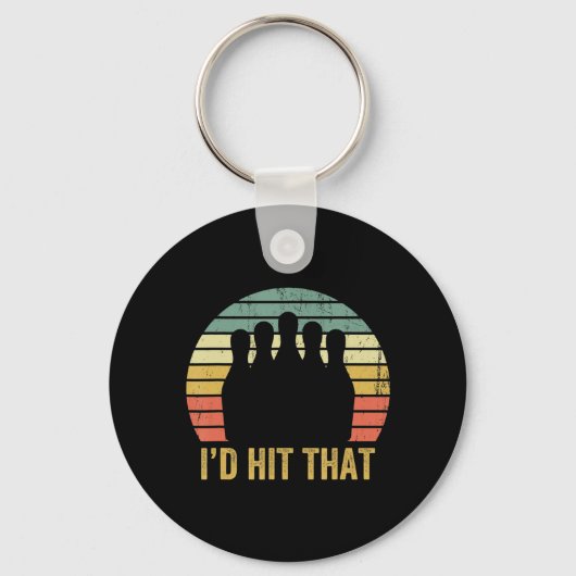 Bowling Team Fun Retro Bowler Sport Bowl Sleutelhanger (Voorkant)