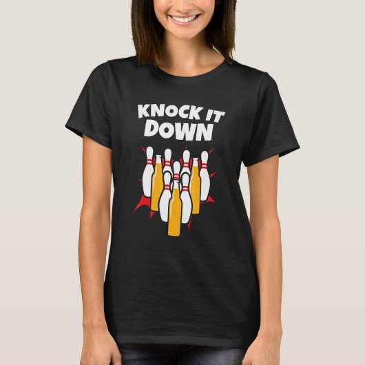 Bowling Team gooit de Bowler Ball Pins Beer neer T-shirt (Voorkant)