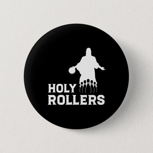 Bowling Team League Naam Holy Rollers Ronde Button 5,7 Cm (Voorkant)
