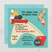Bowling Team League Party Invitation Kaart (Voorkant / Achterkant)