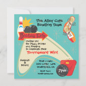 Bowling Team League Party Invitation Kaart (Voorkant)
