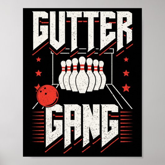 Bowling Team Pins Strikes Gutter Gang Poster (Voorkant)