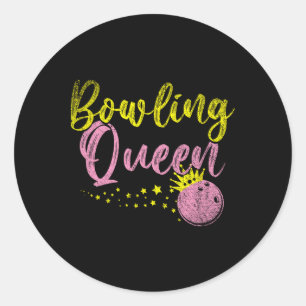 Bowling Team Queen Vrouwen Meisjes Kinder Gift Bow Ronde Sticker